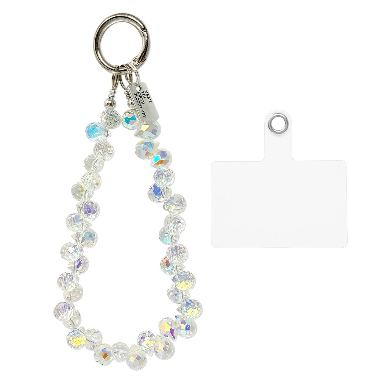 Wrapables Sparkling Beaded Cell Phone Wrist Strap, Keychain, Bag Charm with Lanyard Tether Tab, Clear Crystal